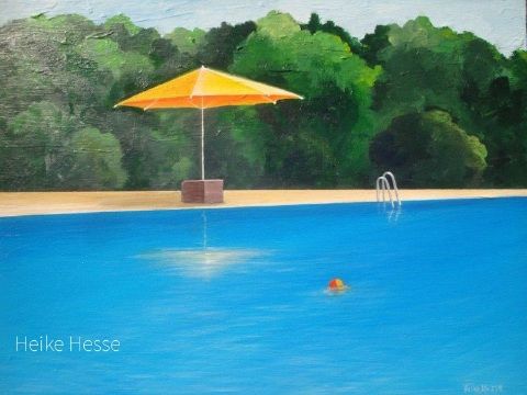 Heike Hesse Bilder Bild Kunst Gemälde Pool Swimmingpool art artist künstler Malerei Kunstwerk Galerie 